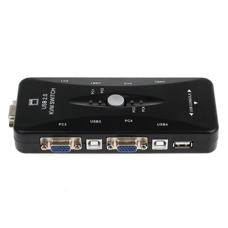 4 порта USB 2,0 KVM переключатель коробка+ 4 KVM Кабели клавиатура Монитор VGA SVGA ПК ноутбук