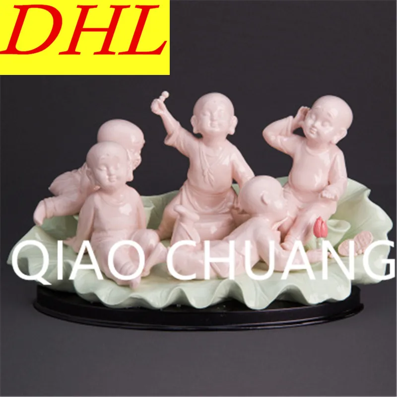

European Style Children Figure Statue Ceramics Art Craft Creative Living Room Furnishing Articles G1275