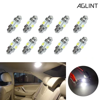 

AGLINT 10PCS/Lot Festoon LED C5W 31mm 1.22" DE3175 3022 LED Car Bulbs 5050 SMD 4Chips Dome License lights Bulb Super White DC12V