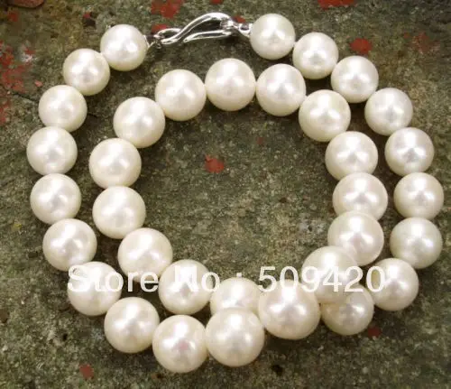> Большие нечастые 11-12 мм Белый AAA натуральный жемчуг ожерелье ювелирные изделия 17