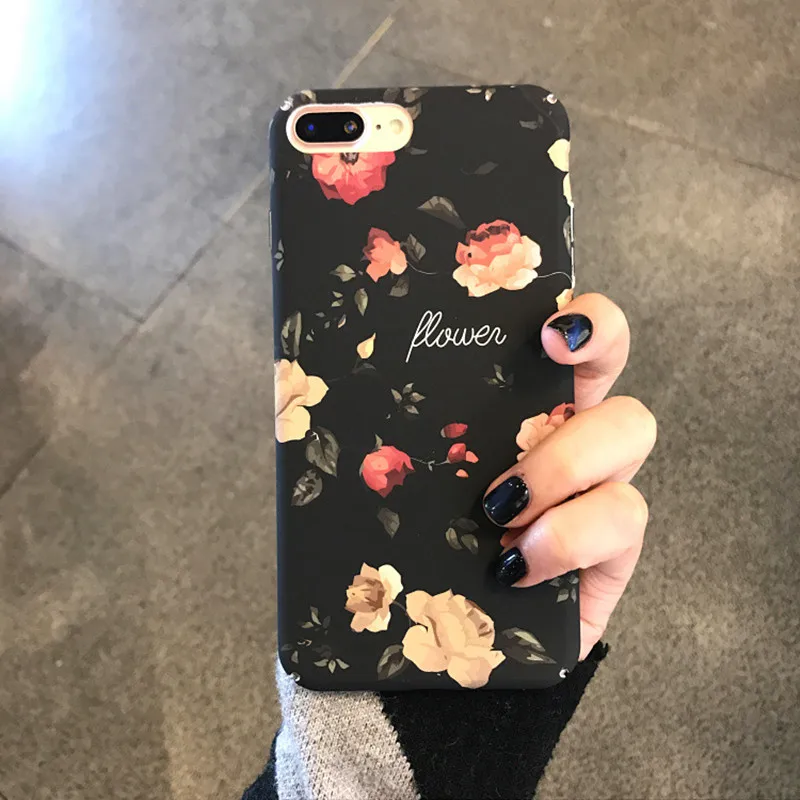 

Fashion Retro literary flowers Rose art Phone Case for iphone cover X XR XS Max luxury matte case for coque iphone 7 8 6s 6 plus