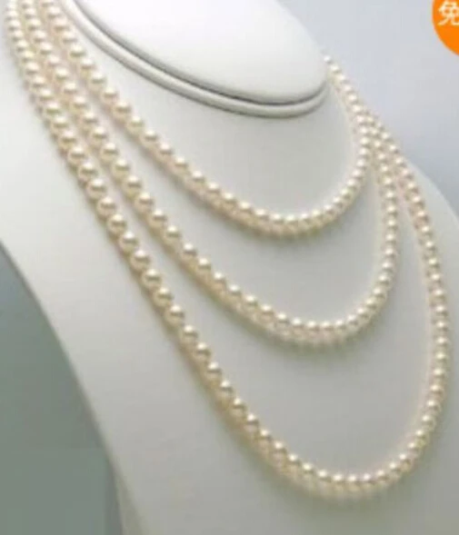 

Hot sell Noble- FREE SHIPPING>>>@@ Free shopping! 7-8mm 60" long Genuine white freshwater pearl necklace AA