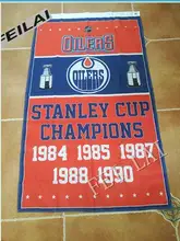 Edmonton Oilers Stanley Cup Champions Flag Polyester NHL Banner Flying Size 90*150cm Custom flag