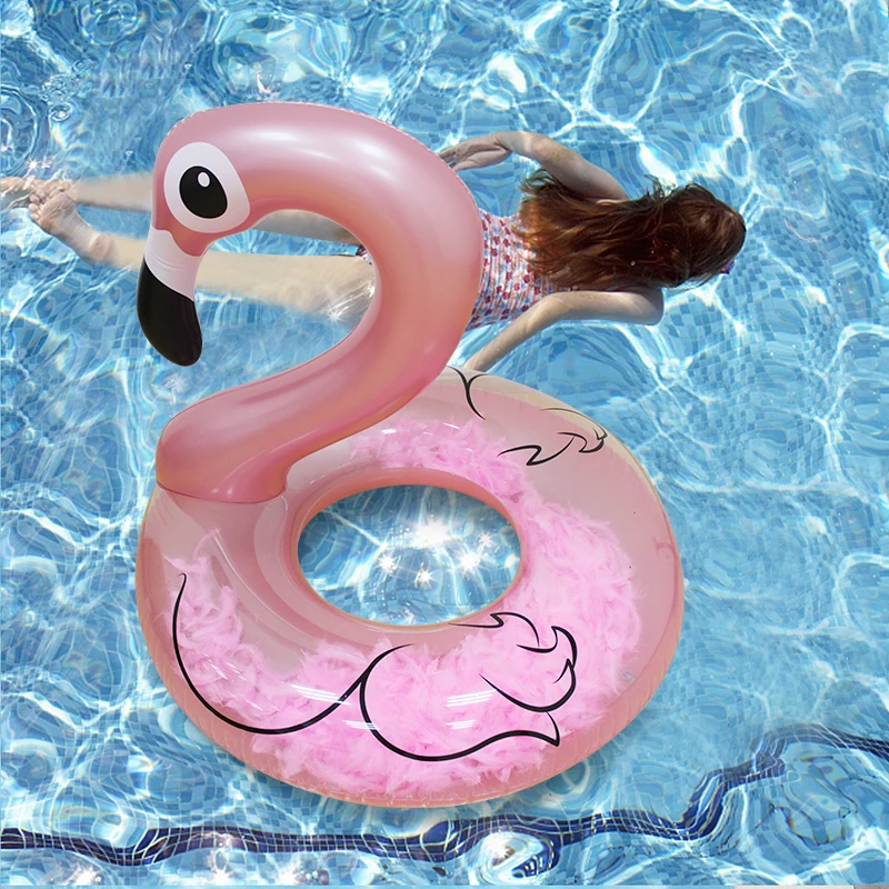 Details about   Inflatable Pool Float heavy duty handles Pink Flamingo bird ride 