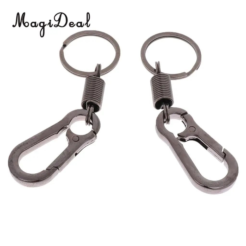 MagiDeal 10 Pcs Stainless Steel Spring Gourd Buckle Carabiner Keychain Waist Belt Clip Anti-lost Buckle Retractable Keyring