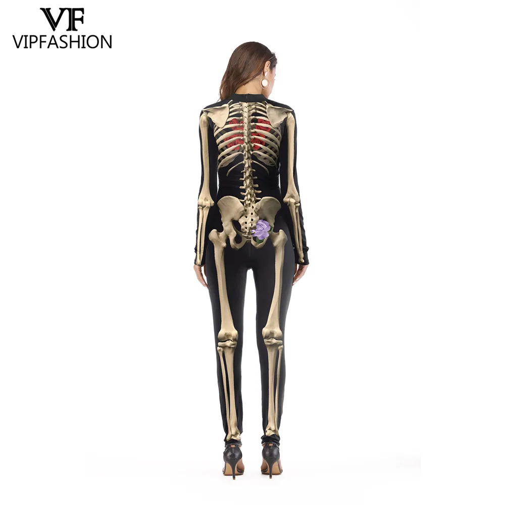 VIP Мода,, комбинезон для Хэллоуина, косплей, боди, 3D Terro Body Skeleton, принт, комбинезоны, костюмы для женщин