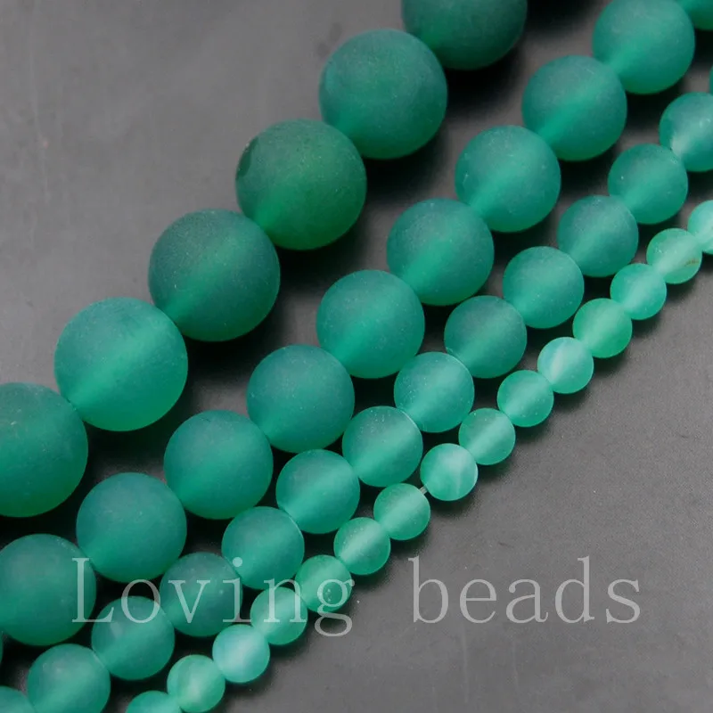 

5Strands/Lot Matte Frosted Green Agat e Gems Stones Round Spacer Beads 15.5" Diy 4mm 6mm 8mm 10mm 12mm