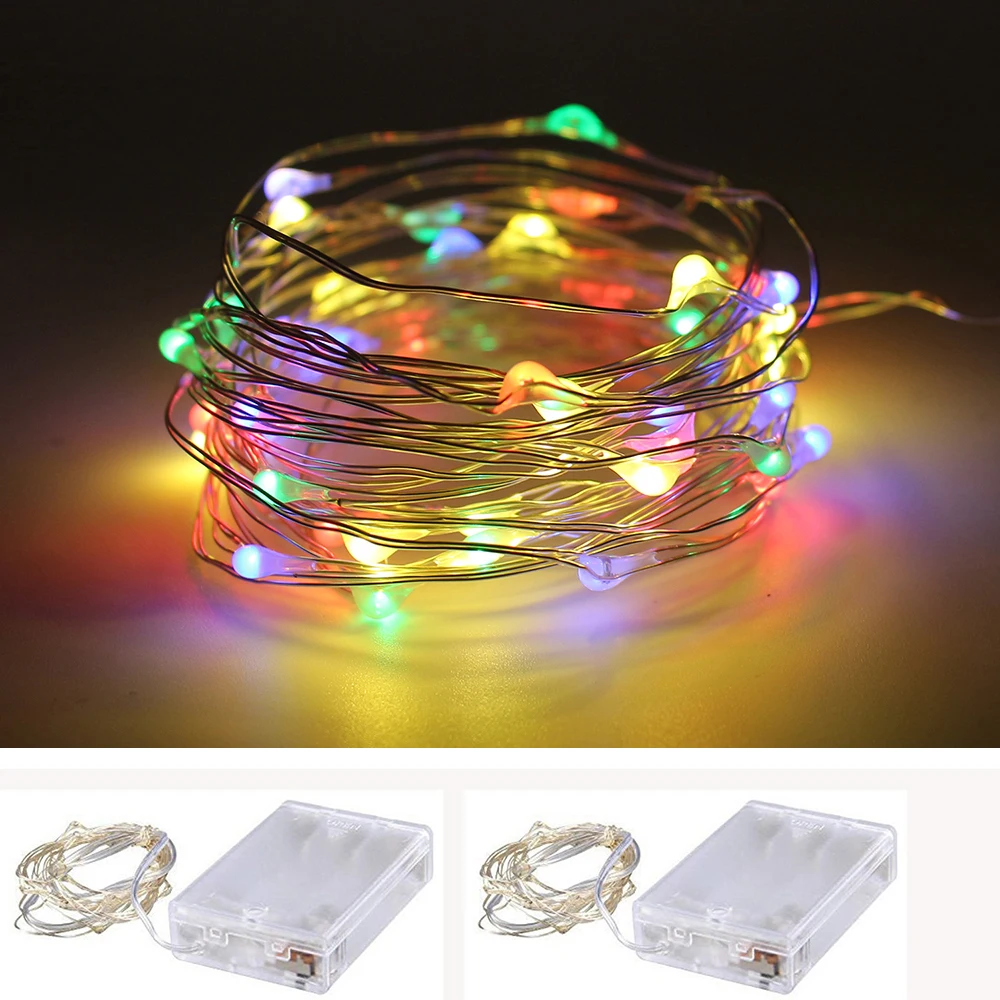 Гирлянда светодиодная медная с питанием от батарейки AA 2/3/4/5 м|fairy lights|string fairy lightsled