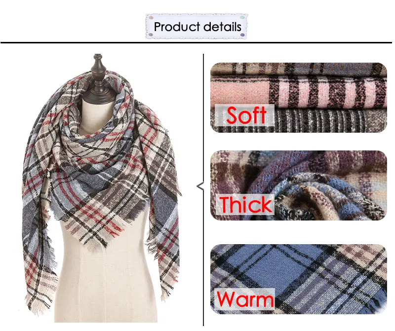2021 new Cashmere Scarf For Women Plaid Knitted Triangle Pashmina Winter Warm Shawl Wraps Bufanda Female Soft Neck Echarpe