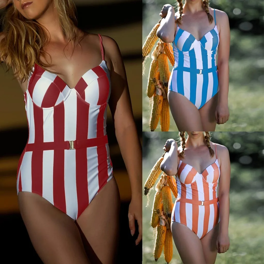 

Womail Women One Piece Swimsuit Push-Up Padded Bra Print Bathing Swimwear Jumpsuit bathing suit women biquini sexy bikini set @2