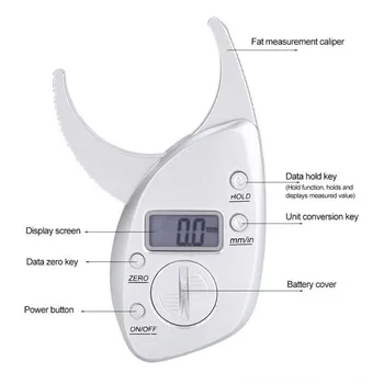 

High Quality 1pc Body Fat Caliper Monitors Electronic Digital body fat analyzer + Tape Measure Pack Skin Muscle Tester