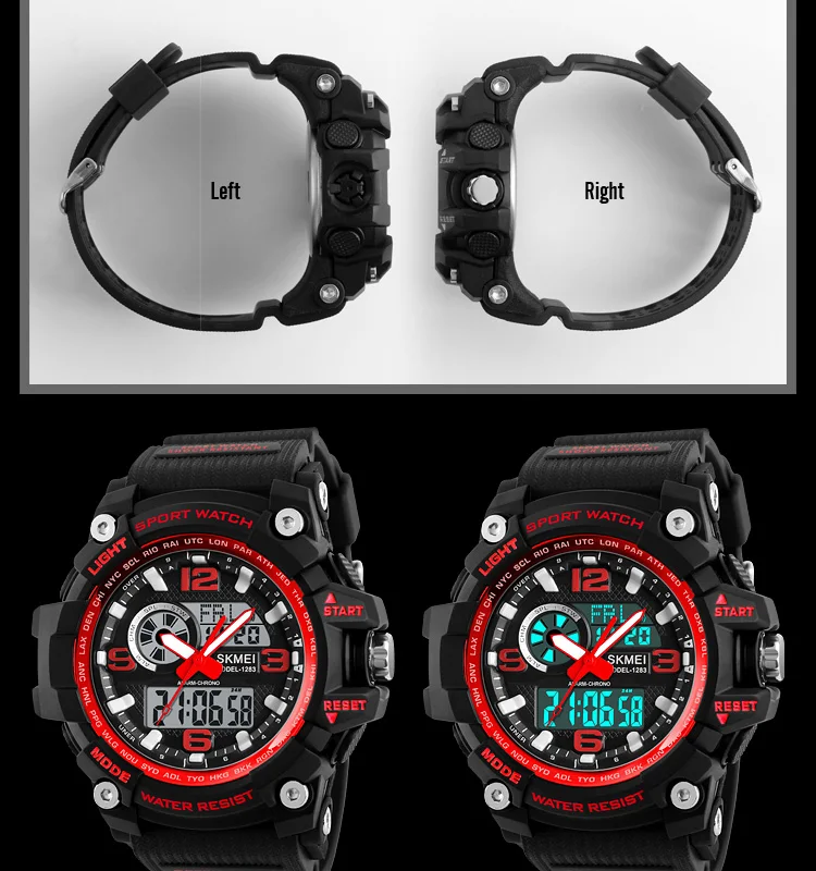 SKMEI модные спортивные многофункциональные уличные мужские часы с двойным дисплеем Цифровые кварцевые наручные часы с хронографом Relogio Masculino