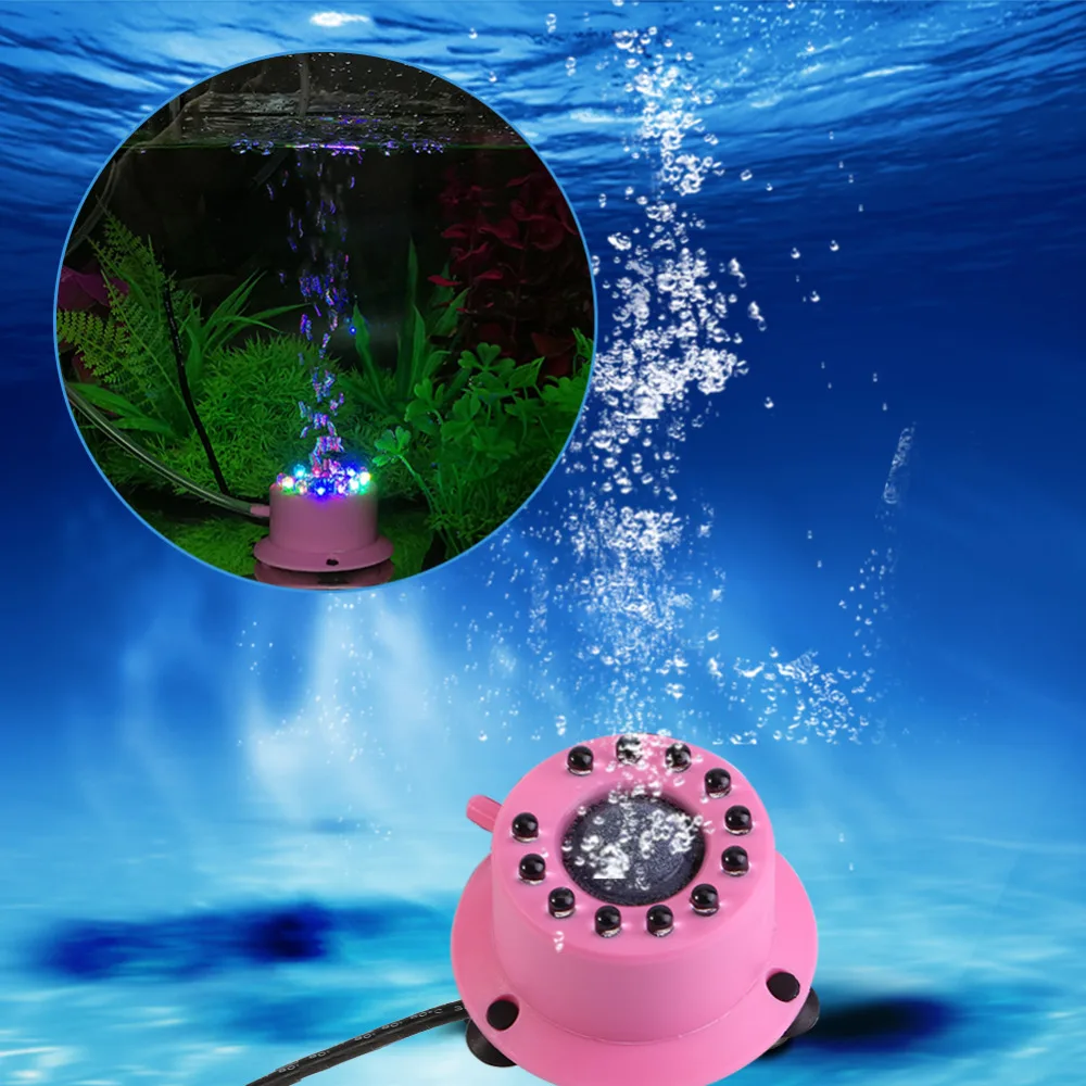 Аквариумный аквариум Воздушный Занавес пузырьковый каменный диск с цветными насыщенными светодиодные водонепроницаемые лампы меняющая цвет Светодиодная лампа для аквариума