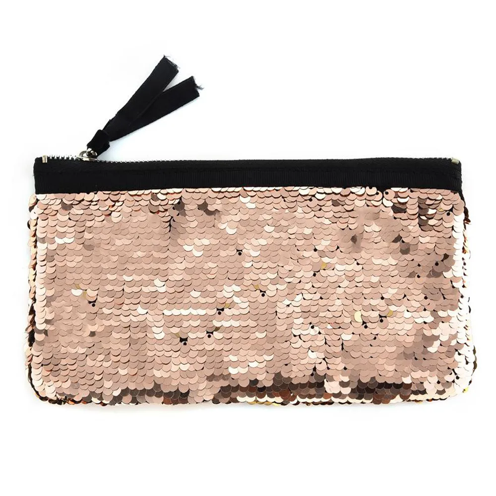 Women Make-up Double Color Sequins Wallet Card Holder Wallet Pen Purse Casual Nylon Zipper portfel wallet women cartera mujer @C