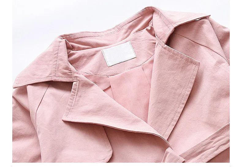solid belt petal sleeve autumn coats kids clothes new 2018 autumn teenage girls long denim jackets children trench coat clothes  (4)