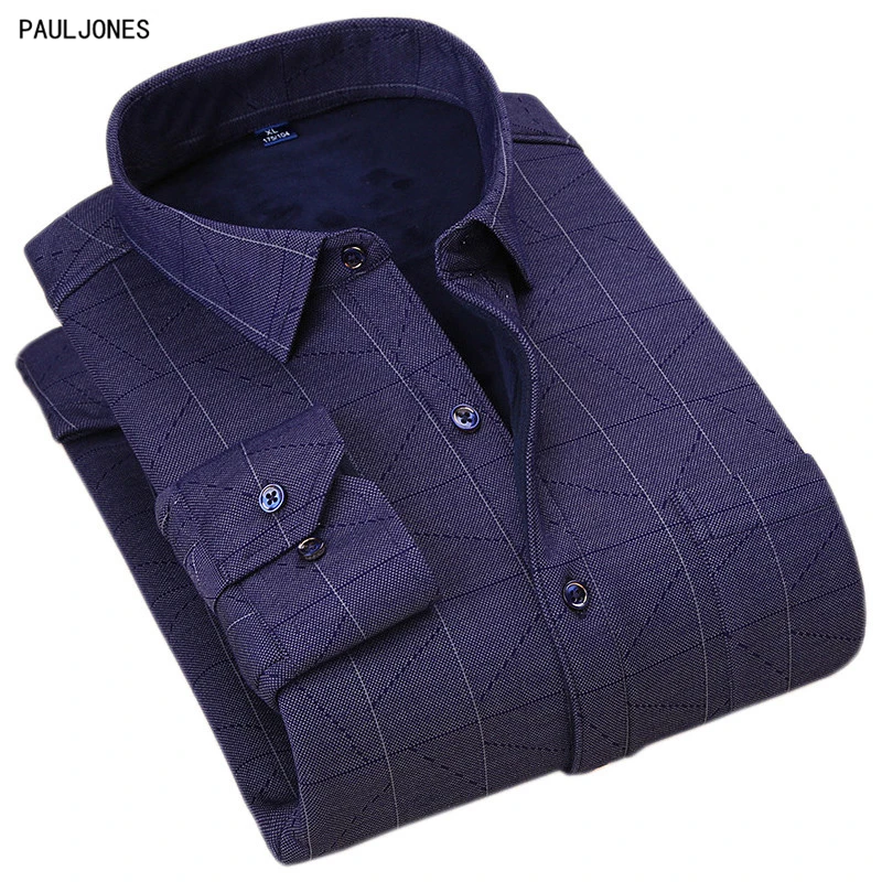 

PAULJONES New Autumn High Quality Velvet Mens Thicken Warm Winter Shirt Casual Men's Printed Shirts China Imported Male Clothing