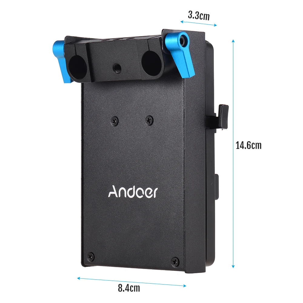 Andoer V Mount V-lock Battery Plate Adapter for BMCC BMPCC Canon 5D2/5D3/5D4/80D/6D2/7D2 with Dummy Battery Adapter