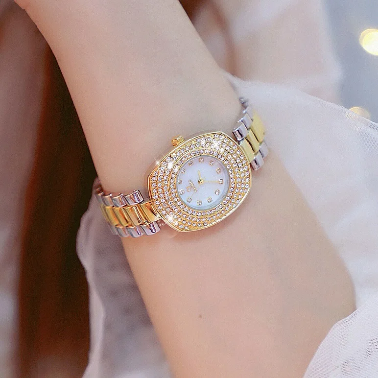30*36 мм, женские часы с бриллиантовым циферблатом, часы с золотым наполнителем, женские часы в деловом стиле, модные повседневные женские часы Bayan Kol Saati - Цвет: gold and silver colo