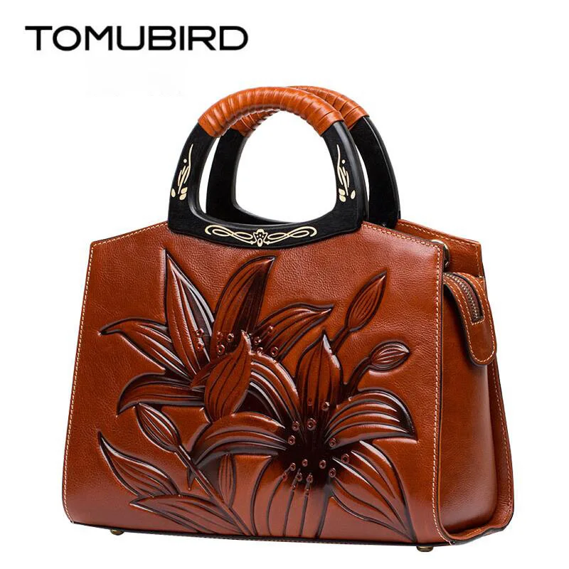 TOMUBIRD new Superior cowhide leather Embossing font b famous b font font b brand b font