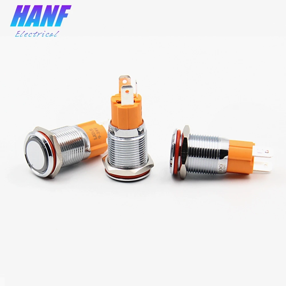 

1pcs 16mm 10A/250V LED Light Stainless Steel Latching Metal Push Button Switch Flat Head 3 pins Power