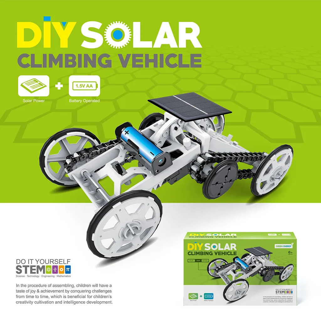 

kids toys for boys girls kit diy robot car for kids Solar Power Car Assembly Kit Four-Wheel Drive DIY Climb Vehicle Educational