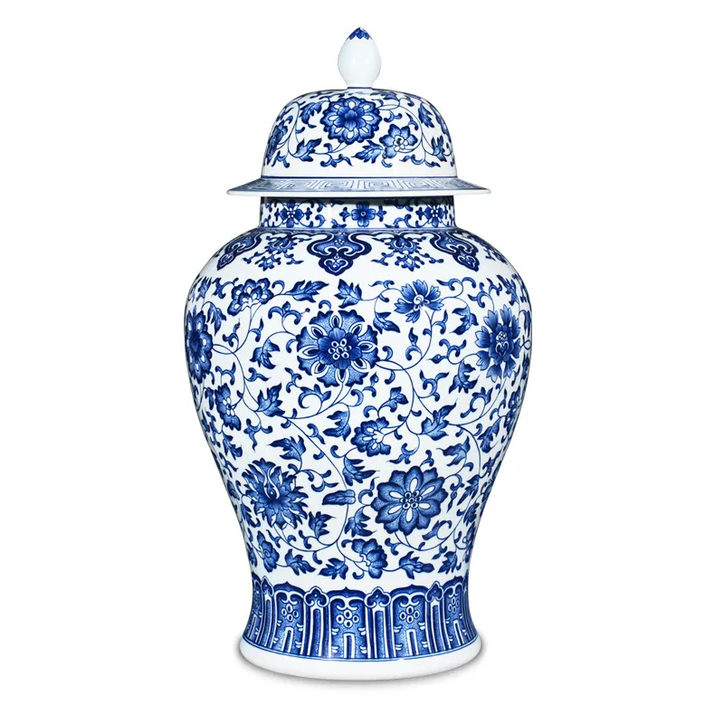 Китайский классический синий и белый фарфоровый декоративный бак Jingdezhen античная