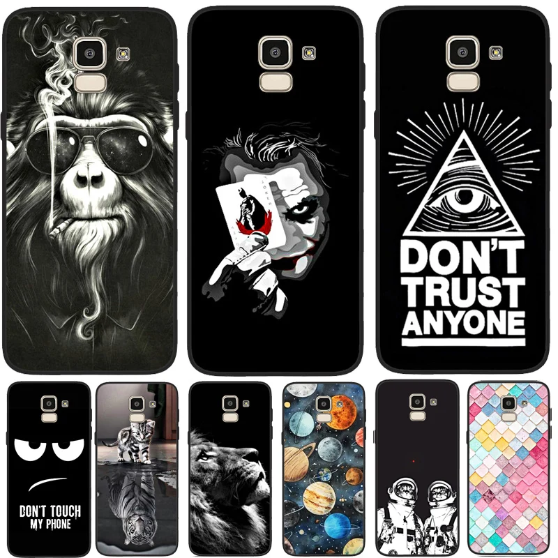 

For Samsung J6 2018 Case Soft TPU Cartoon Painted Black Silicone Back Cover For Samsung Galaxy J6 2018 J600F J600 Phone Cases