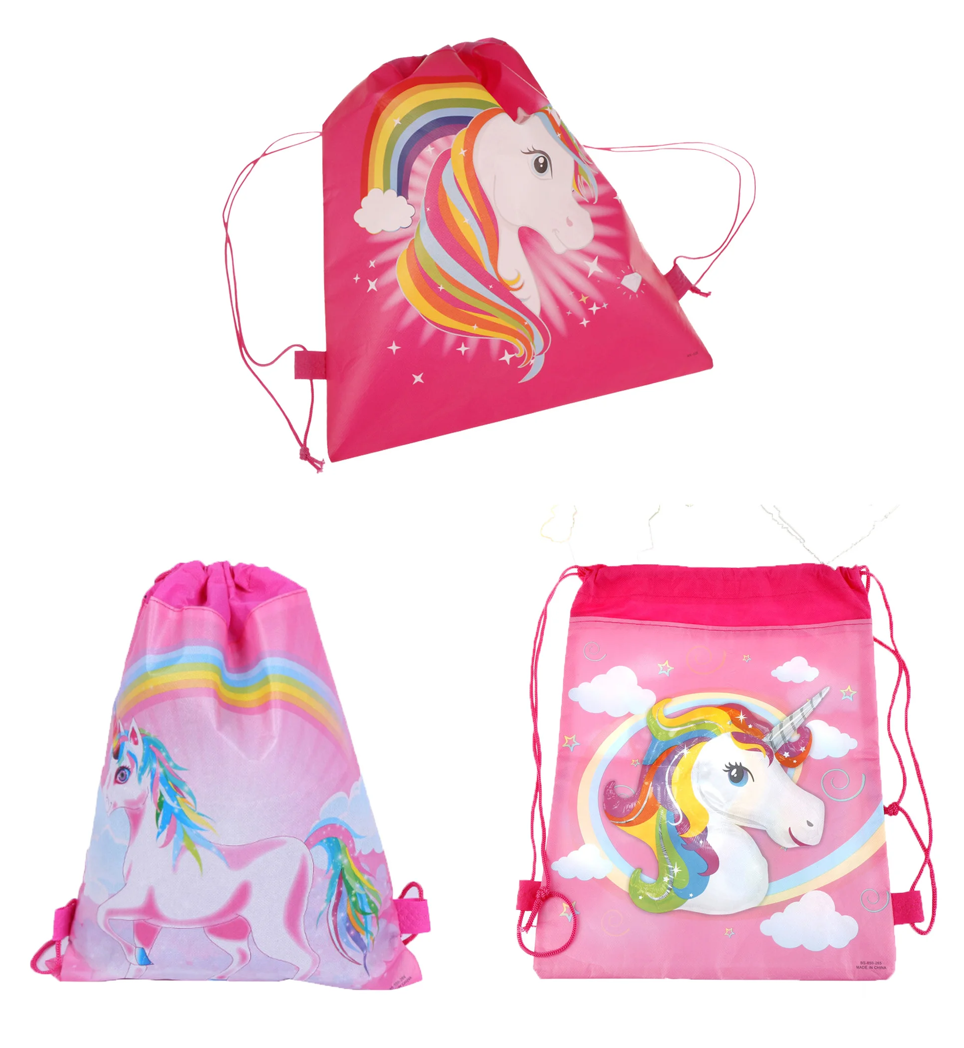 3Styles Unicorn Drawstring Bag Unicorn Drawstring Bags Kids Back Bags Cartoon Theme Unicorn String Bags 35.5*28cm