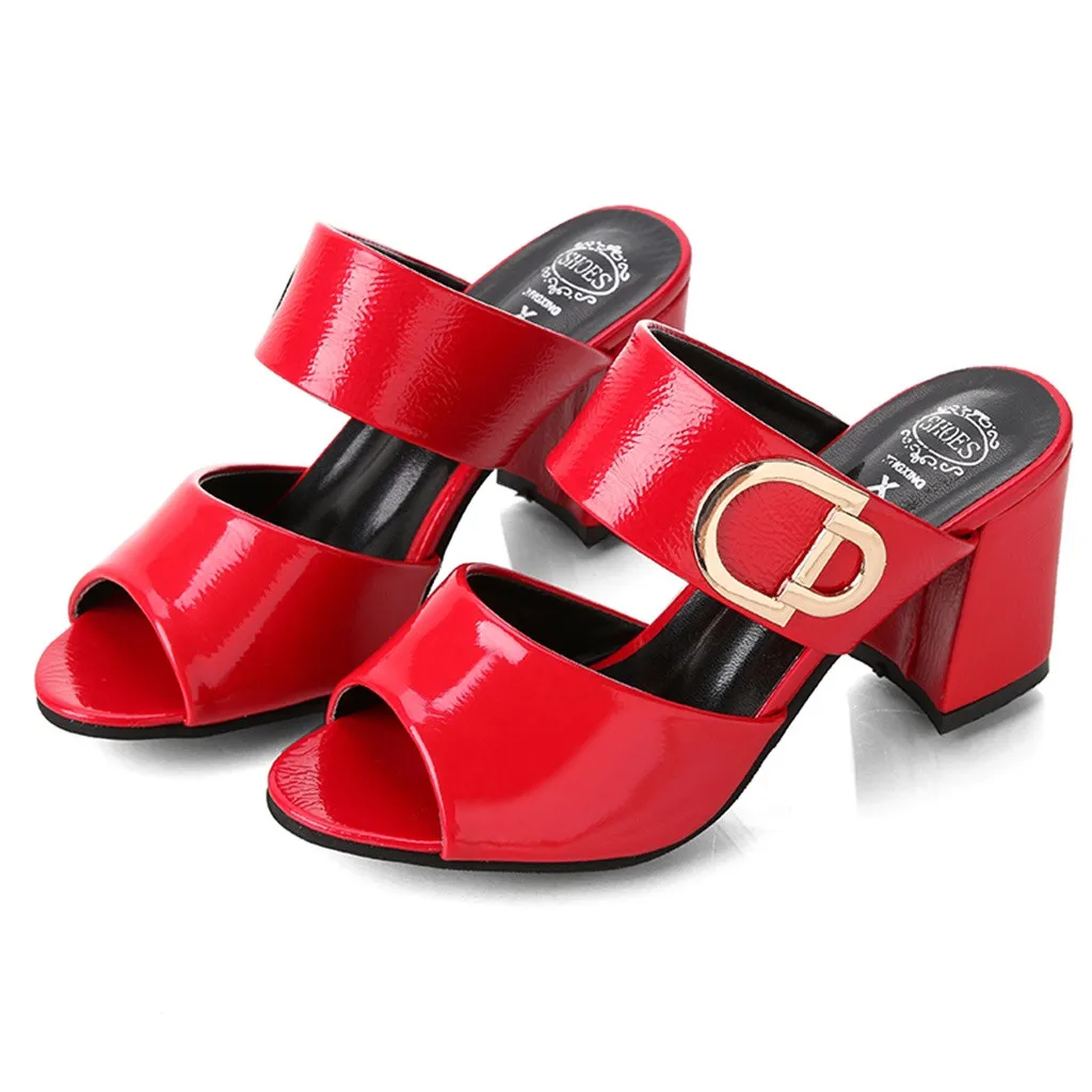 CHAMSGEND/летние сандалии на толстой подошве в римском стиле; сандалии на толстой подошве с открытым носком; модные уличные сандалии на высоком каблуке - Цвет: Красный