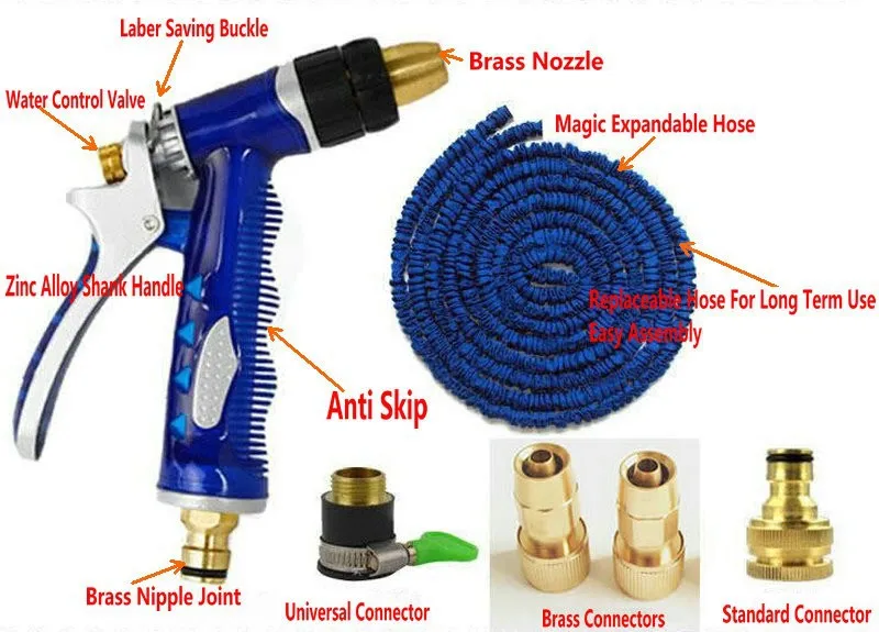 Волшебный гибкий расширяемый садовый шланг катушки+ распылитель садовый шланг для воды полив автомобиля разъем хорошего качества