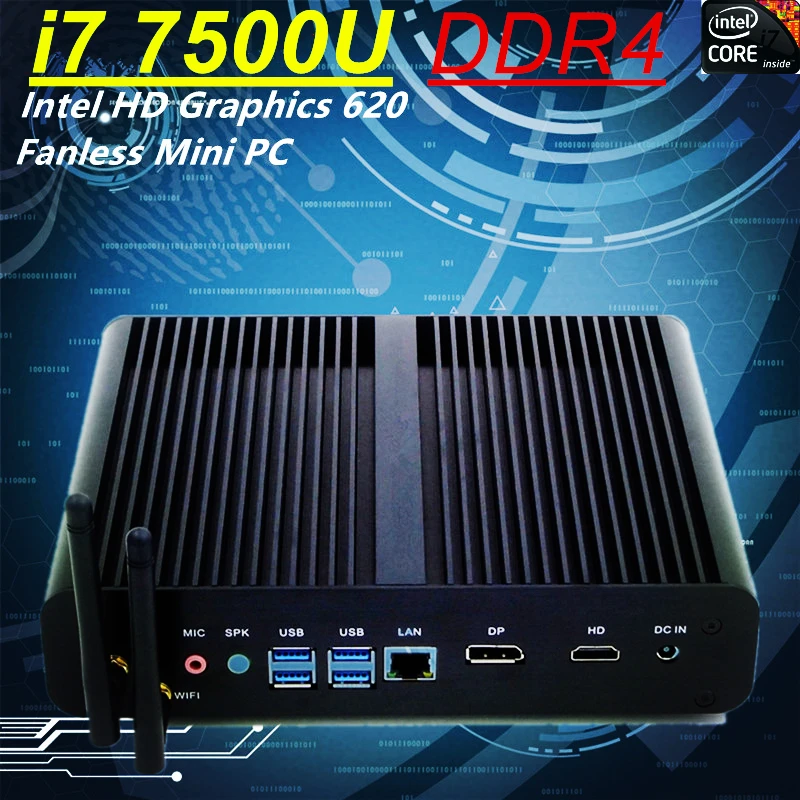 

Inte Core i7 8550U i7 7500U DDR4 Fanless Mini PC Intel HD Graphics 620 Win10 Pro Kaby Lake Mini Desktop Computer HTPC DP+HDMI