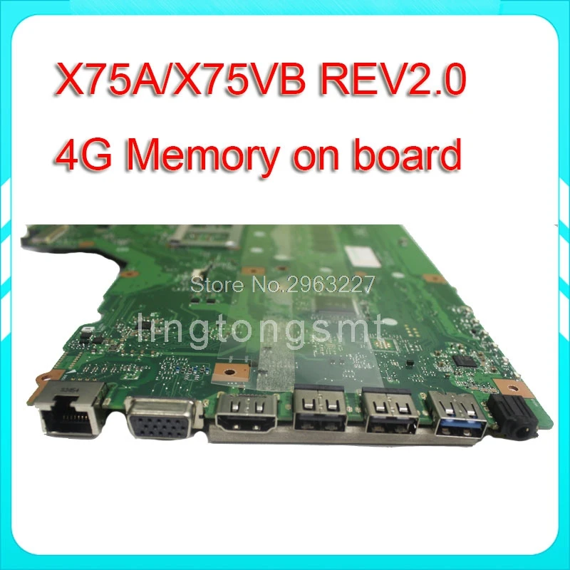 X75A/X75VB اللوحة REV: 2.0 ل ASUS X75VC X75VD X75V اللوحة المحمول X75A اللوحة HM70 4G الذاكرة