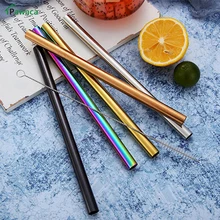 5 шт./упак. красочные Нержавеющая сталь питьевые соломки, прямые и изогнутые многоразовый фильтр с кистью DIY чайные, кофейные инструменты