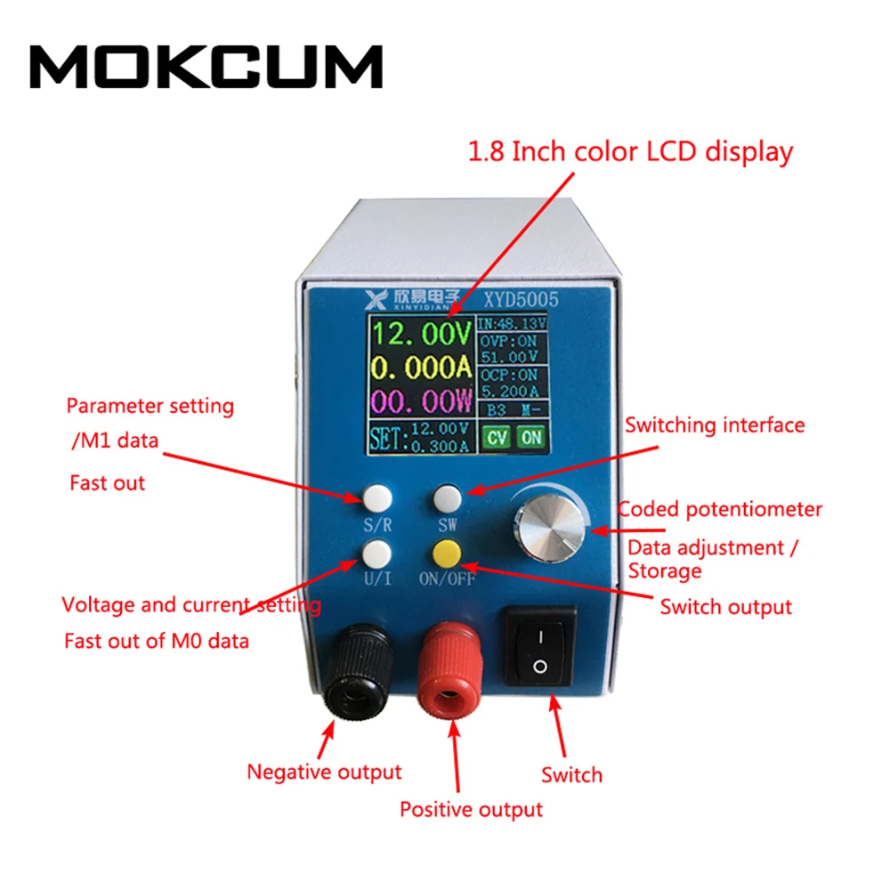 XYD5005 CNC lcd Регулируемый интегрированный Напряжение Амперметр Вольтметр DC Питание DC 5-55 в до 0-50 в 5A понижающий модуль