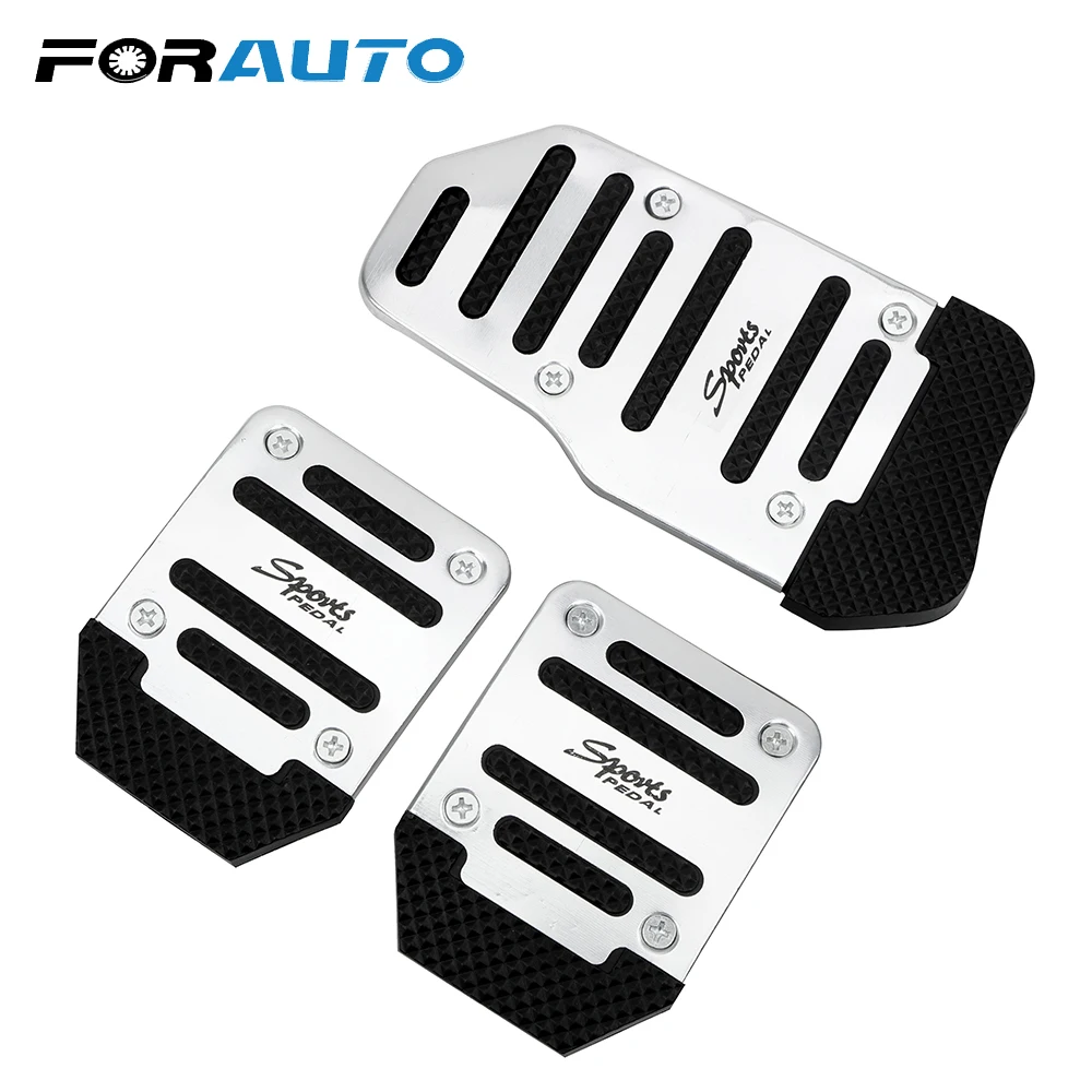 3pcs Car Vehicle Non-slip Alloy Pad Pedal Aluminium Foot Treadle Cover reduce foot fatigue safe for driving