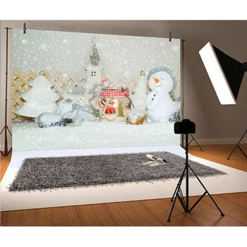 

White Photo Backdrop Christmas Snowflake And Snow Background for Pictures of Christmas Vinyl Material XT-7385