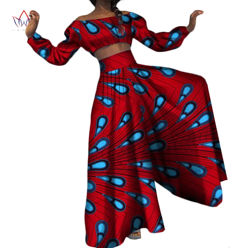 

African Print Cotton Suit Woman Plus Size 2 Pieces Short Top and Pants Set African Traditional Dashiki Clothing BRW WY2509