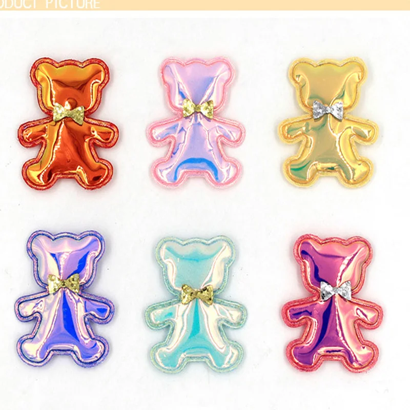 

20PCS/Lot 4.9*5.5cm Shiny bear Padded Applique Crafts for Children Headwear Hair clip Accessorie and Garment Accessoires