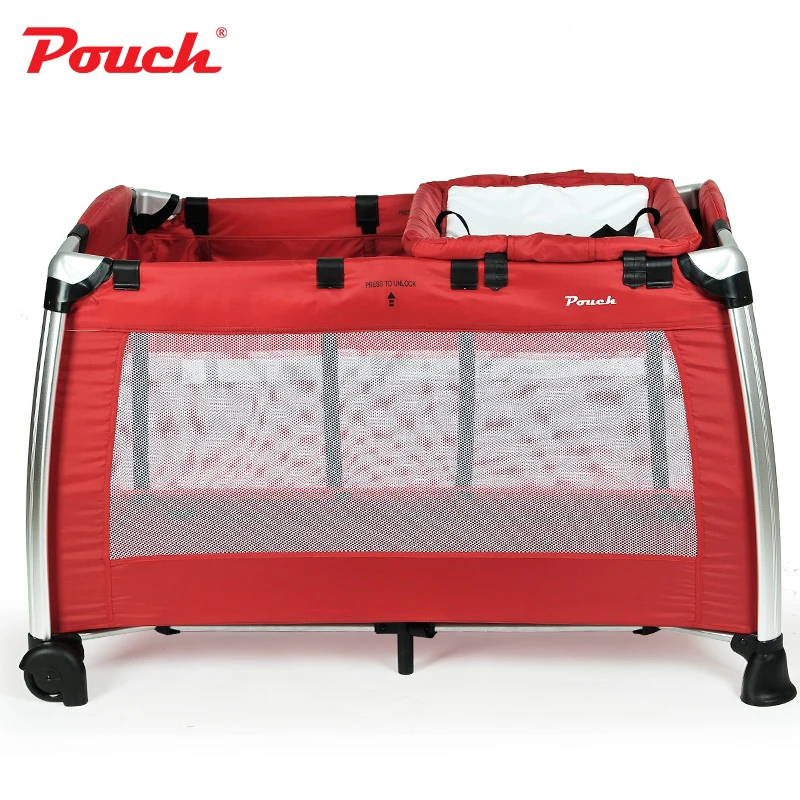 Pouch Multifunction Foldable Baby Bedding, Aluminium Alloy Baby Cribs, Baby Games Bed, Infant Cot