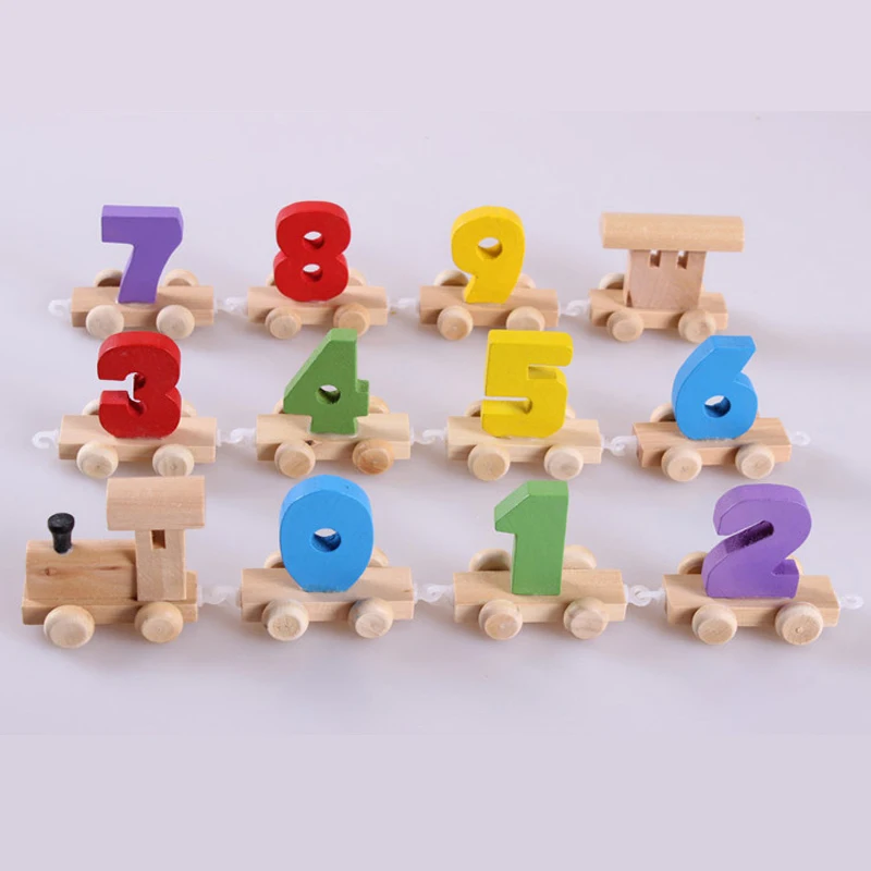 Newest Baby Montessori Soft Wood Train Figure Model Toy with Number Pattern 0~9 Blocks Educational kids Wooden Toy children gift Newest Baby Montessori Soft Wood Train Figure Model Toy with Number Pattern 0~9 Blocks Educational kids Wooden Toy children gift