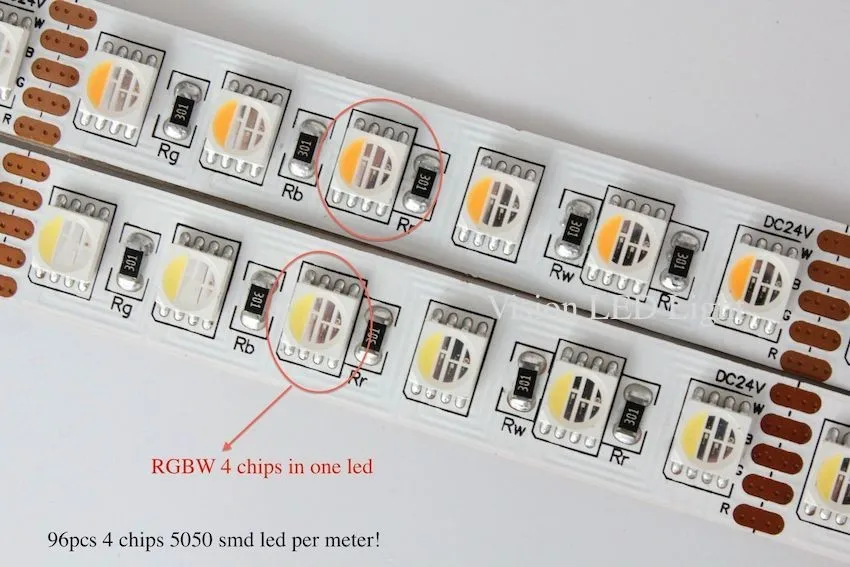 5 м рулон/много, светодиодный rgbw полосы света, 4 фишки 5050 SMD светодиодный, 12 В/24 В DC, ww(2800-3200 К) /pw(4000-4500 К)/cw(6000-6500 К