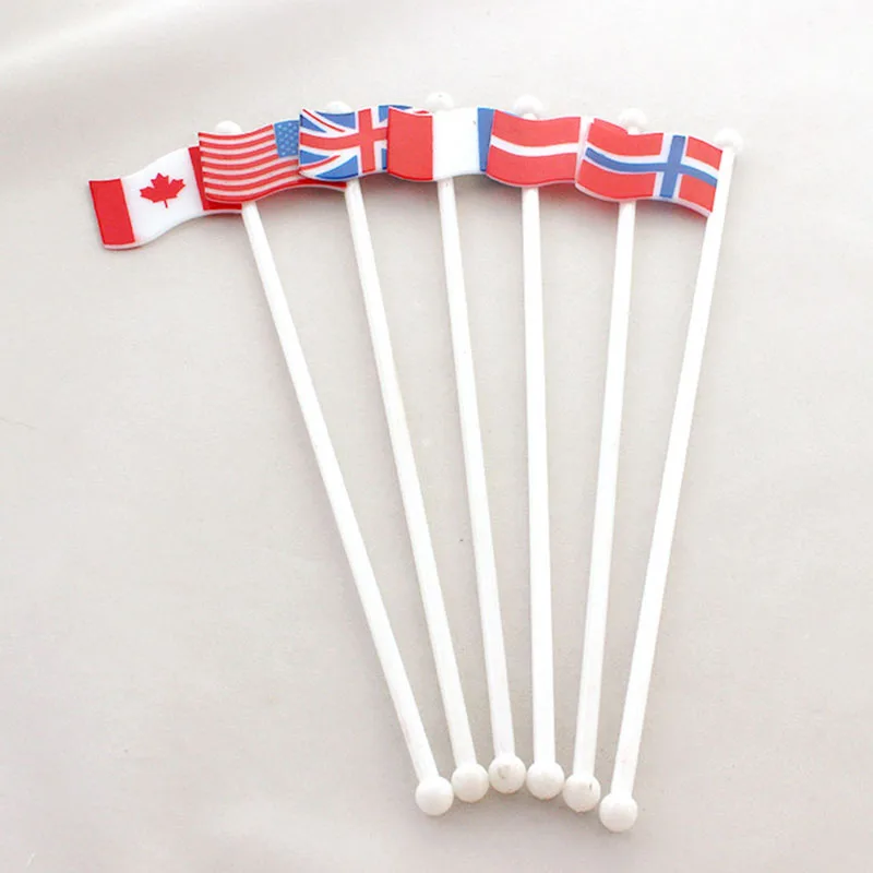 45pc Cocktail Picks wine swizzle stick 20.5cm cute stirring rod flag