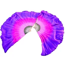 1 пара Заказные высококачественные шелковые короткие вееры для танца живота розовые фиолетовые градиентные цвета двухслойные короткие шелковые вентиляторы для танцев