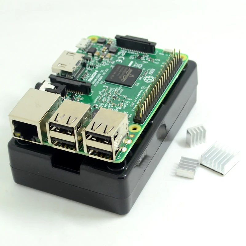 Raspberry Pi 3 Model B Board+black shell Heat sinks 1GB LPDDR2 Quad-Core WiFi&Bluetooth