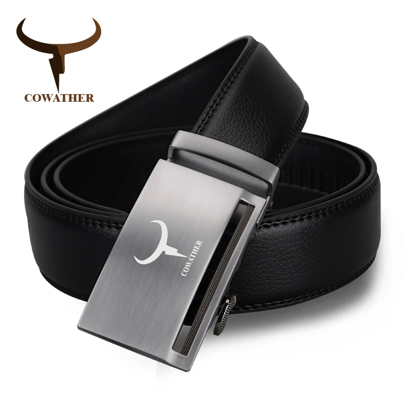 

COWATHER Fashion style automatic men's belt alloy buckle top cow genuine leather new luxury belts for male strap free shipping