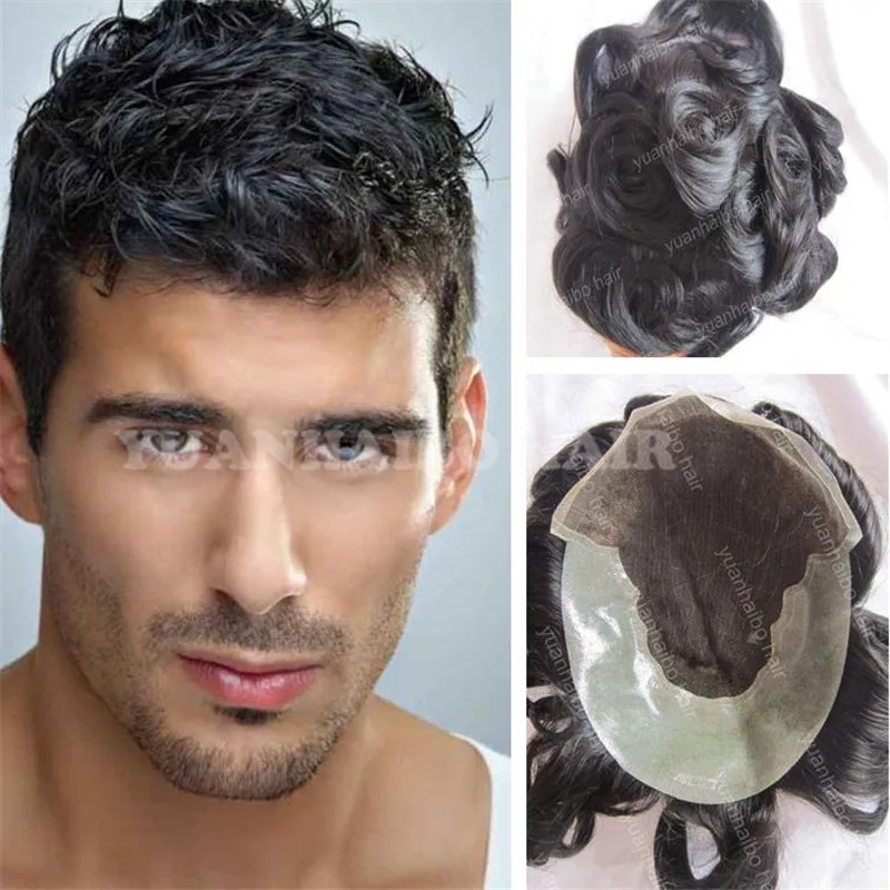 High 8a Grade 1b Virgin Peruvian Wavy Hair Q6 Base Short Toupee