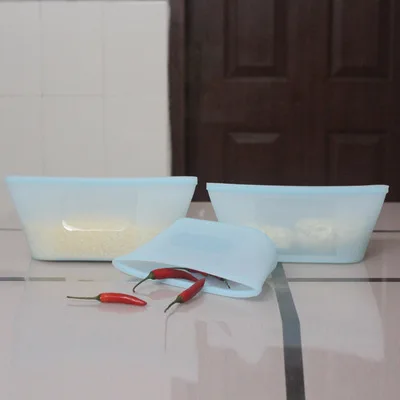 

3Pcs Silicone Food Storage Containers zipper Leakproof Containers Top Reusable Stand Up Shut Bag Cup Dropshipping