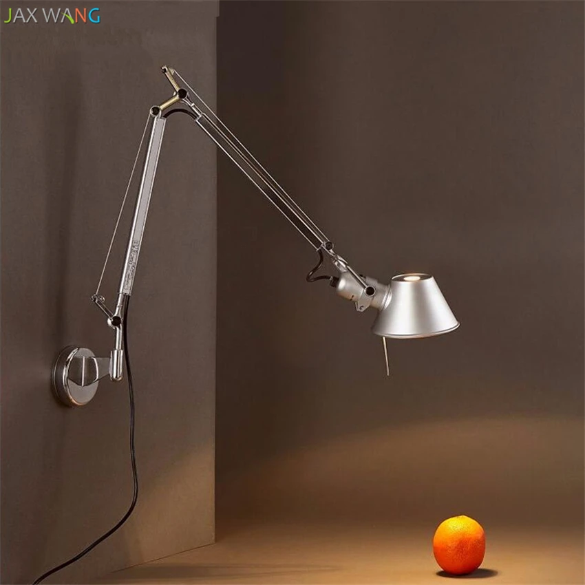 

Danish Modern Rocker Arm Wall Lamps Luster Shade Bedroom Bedside Nordic Corridor Study Vintage Scalable LED Lights Metel Fixture