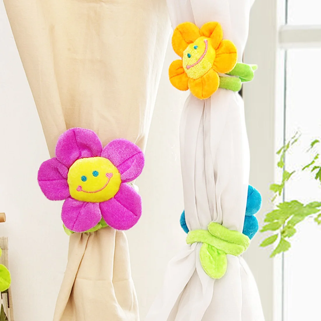 

Curtain Accessories 34cm Long Cartoon Flower Sunflower Curtain Buckle Hook Clips Children Plush Toys for Wedding Gifts