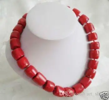 

AAAAA Lovely! Tibet Red Coral Silver Necklace large beads 18">>> free shipping